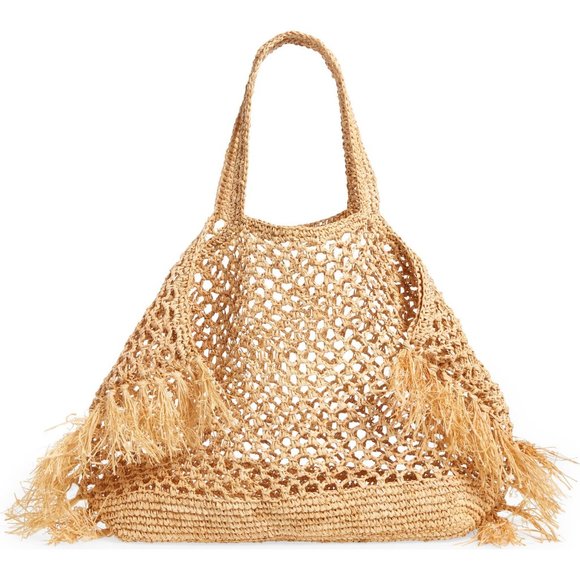 ꧁❤️HOST PICK❤️꧂ BTB LOS ANGELES Jayden Raffia Tote in SAND Color - Picture 2 of 11
